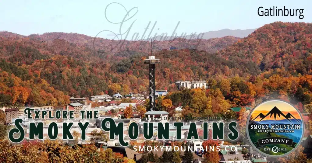 Aerial view of Gatlinburg nestled in the Great Smoky Mountains